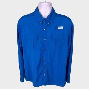 Sportsman's Warehouse Fish Gear XL Teal Blue Long Slv Button Front Shirt Nylon